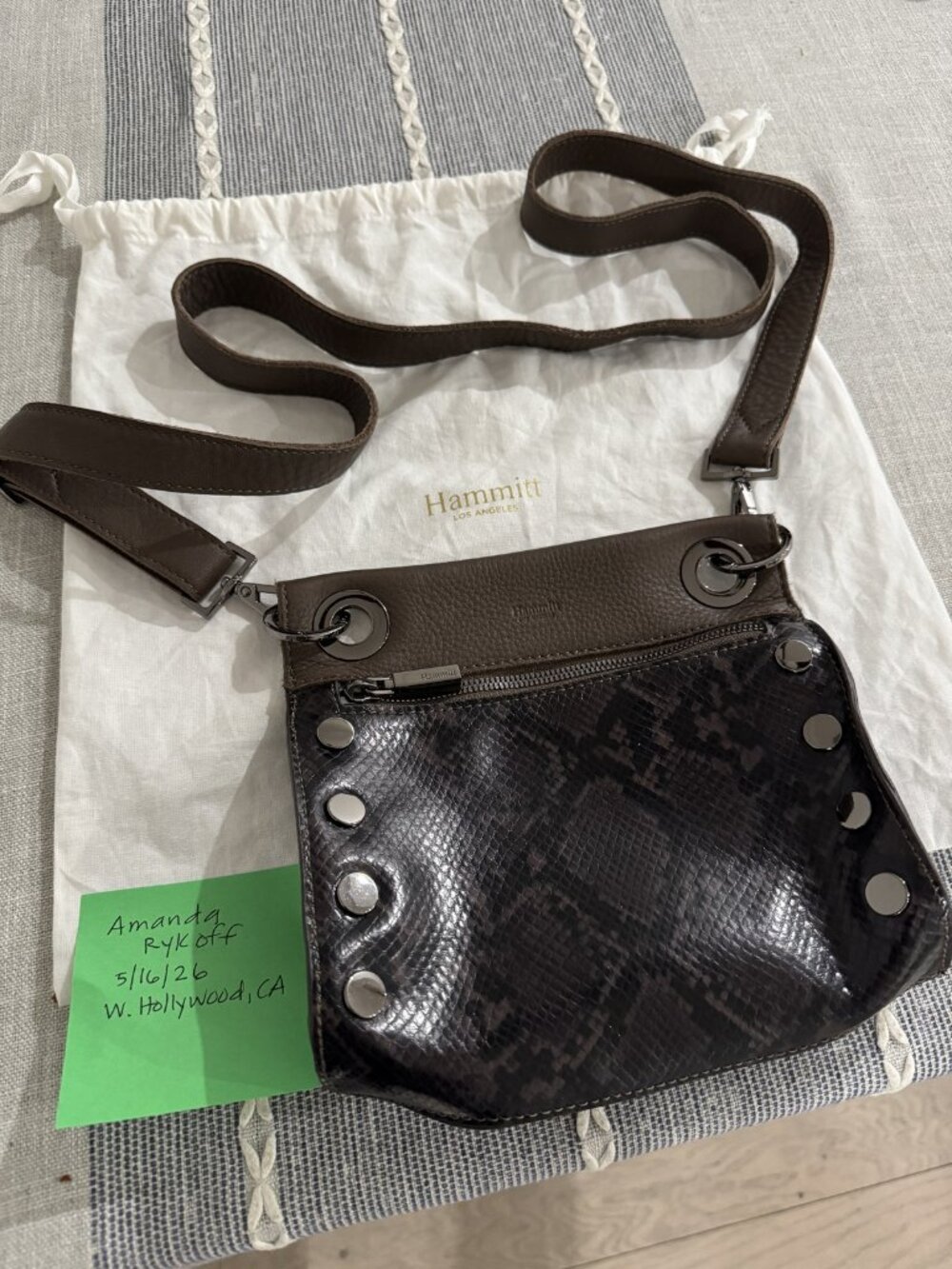 Hammitt Los Angeles Tony Size Small (S) Python Embossed Leather Crossbody